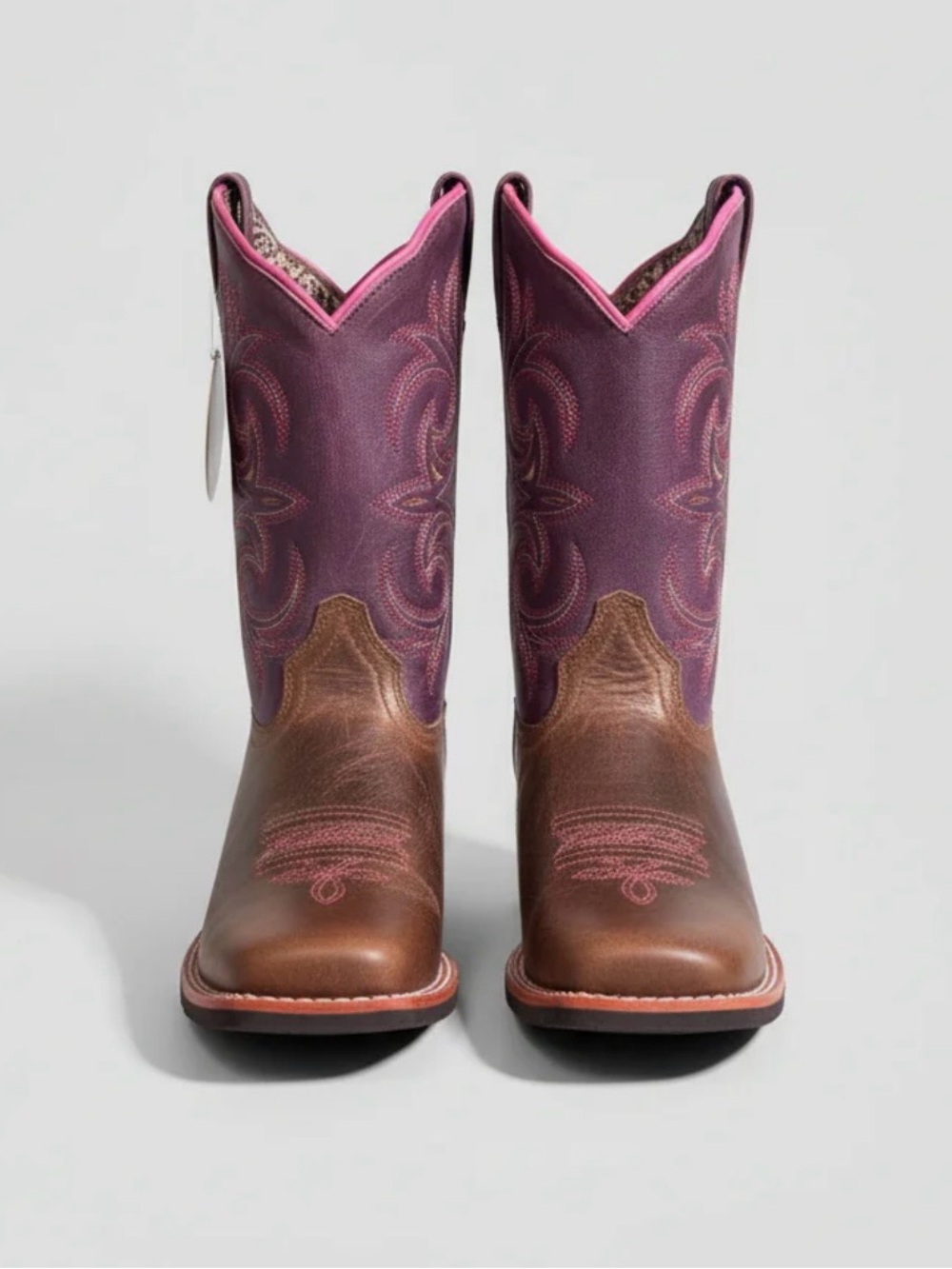 Dan Post Brown Foot Purple Shaft Lace-Up Cowgirl Boots